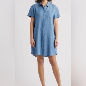 Caslon Chambray Tencel Mini Dress with Pockets XXL